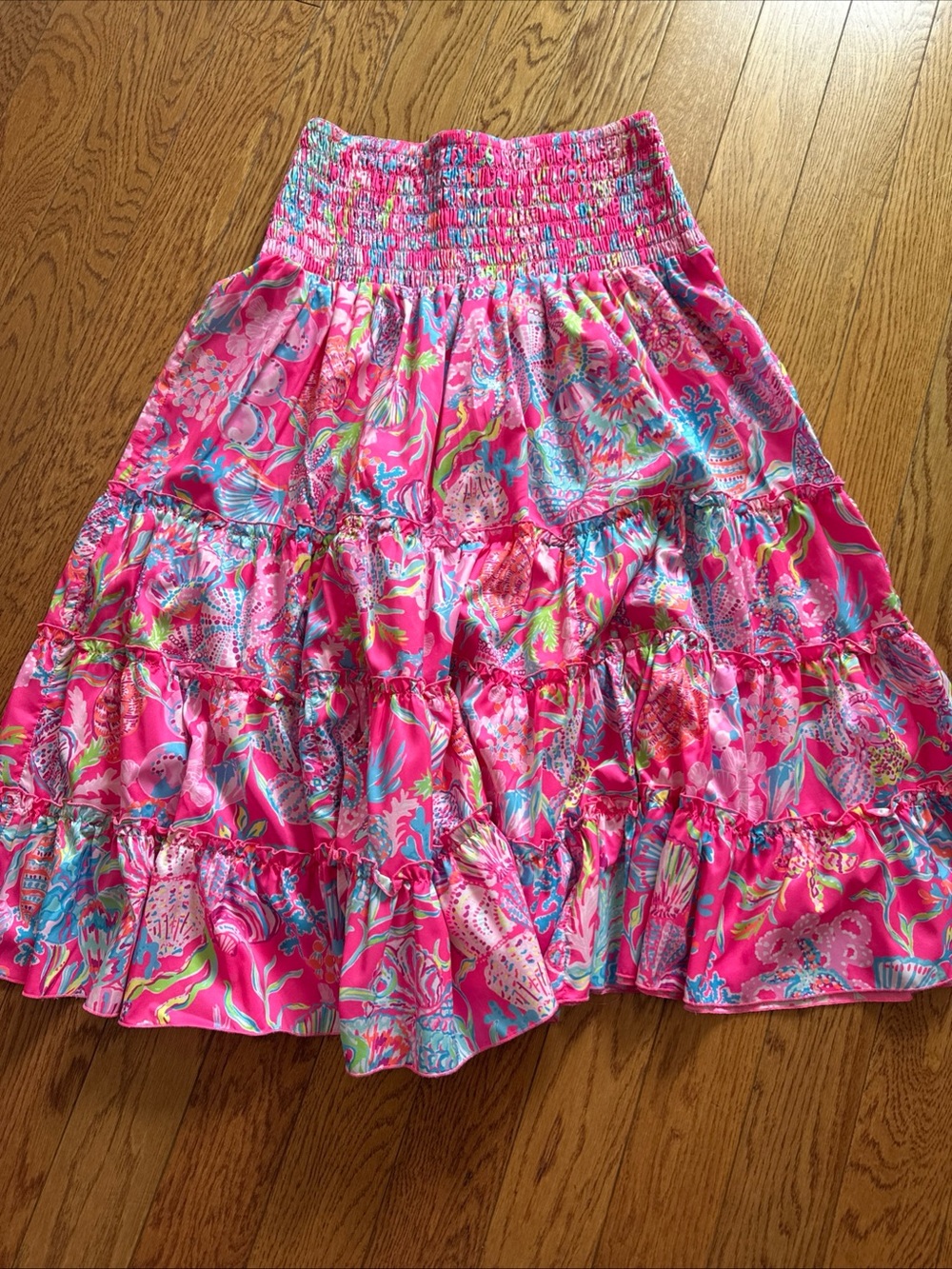 Lilly Pulitzer Pink Printed Tiered Smocked-Waist Women’s Skirt